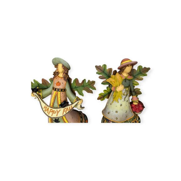 Joelson Industries Fall Angels Figurines Metal Leaf Wings Apples Sunflowers-2 - Picture 4 of 13